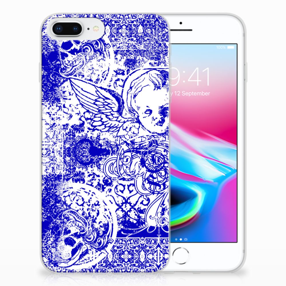 Silicone Back Case Apple iPhone 7 Plus | 8 Plus Angel Skull Blauw