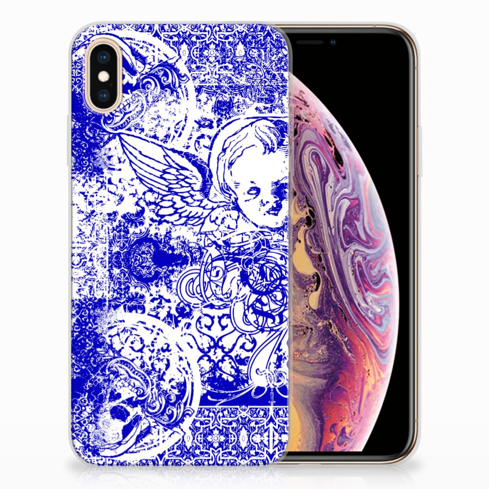 Silicone Back Case Apple iPhone Xs Max Angel Skull Blauw