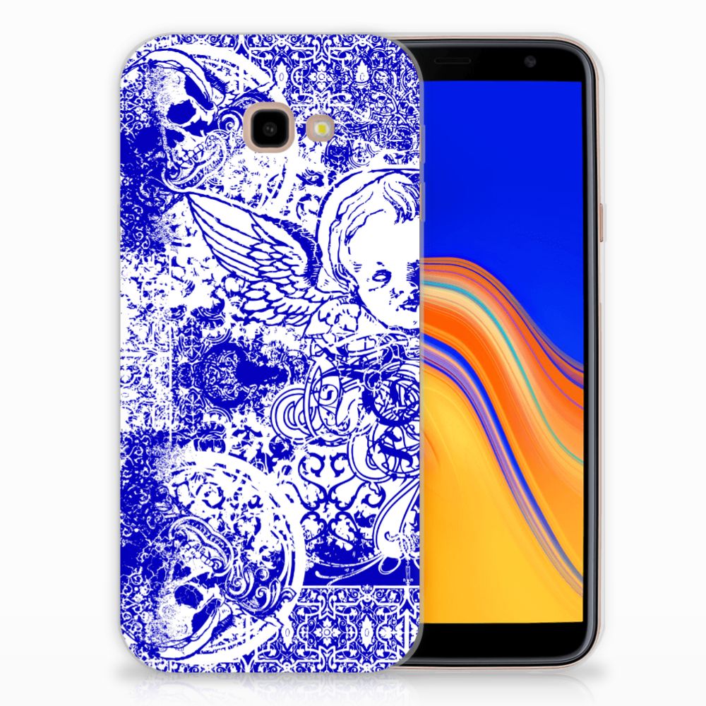 Silicone Back Case Samsung Galaxy J4 Plus (2018) Angel Skull Blauw