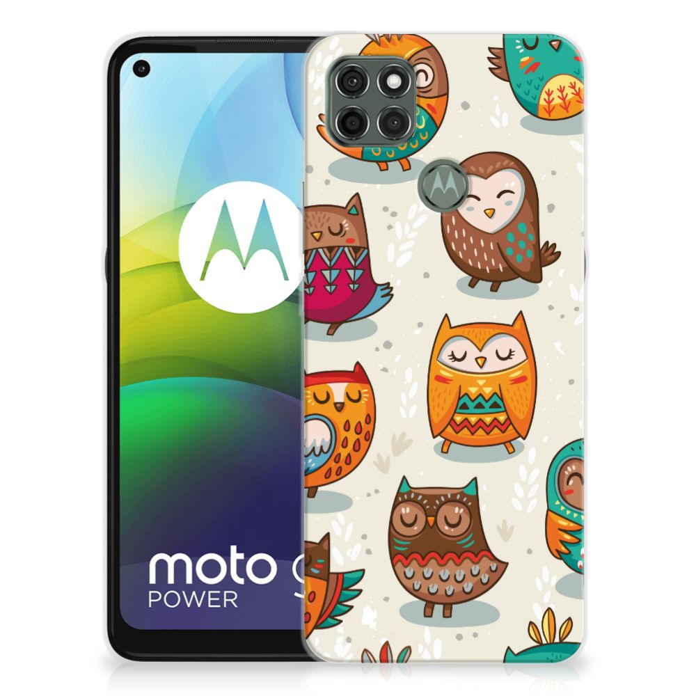 Motorola Moto G9 Power TPU Hoesje Vrolijke Uilen