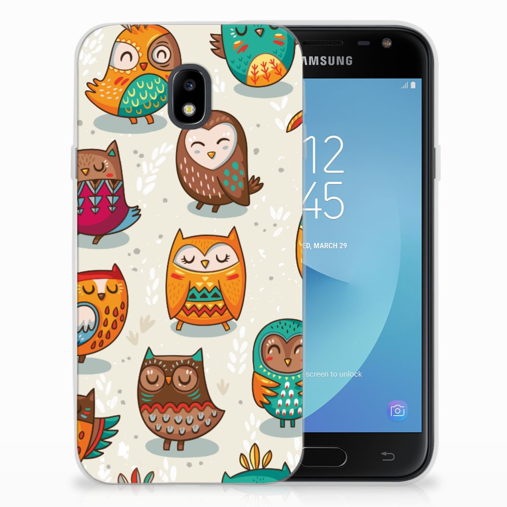 Samsung Galaxy J3 2017 TPU Hoesje Vrolijke Uilen