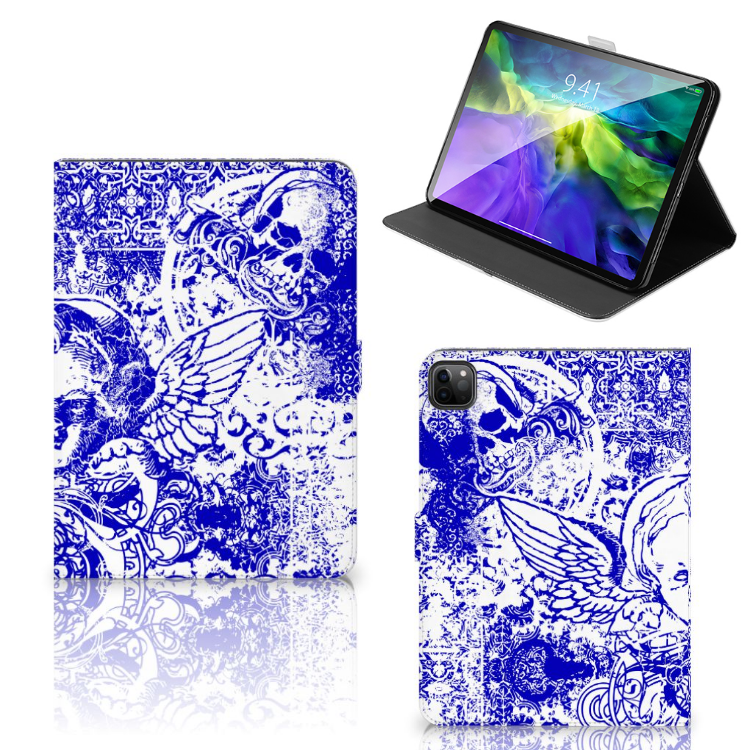 Tablettasje iPad Pro 11 2020/2021/2022 Angel Skull Blauw