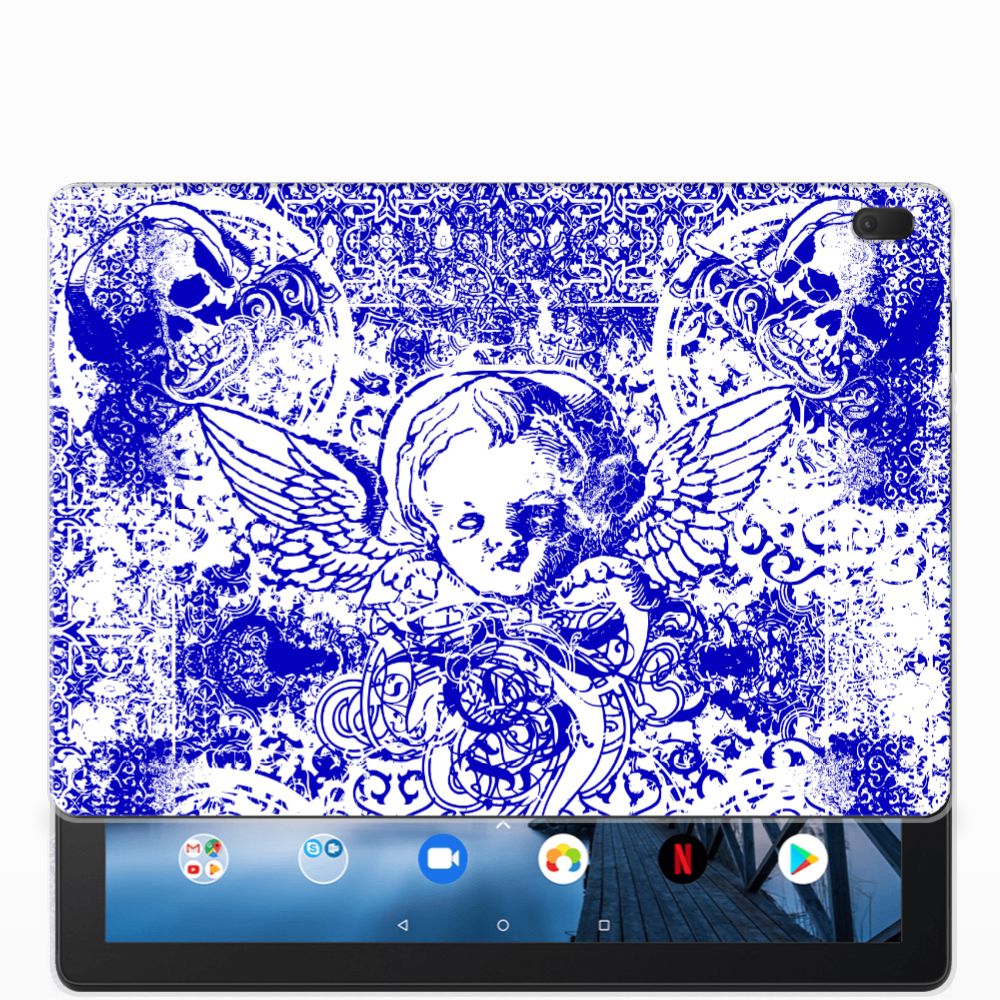 Lenovo Tab E10 Uniek Tablethoesje Angel Skull Blue