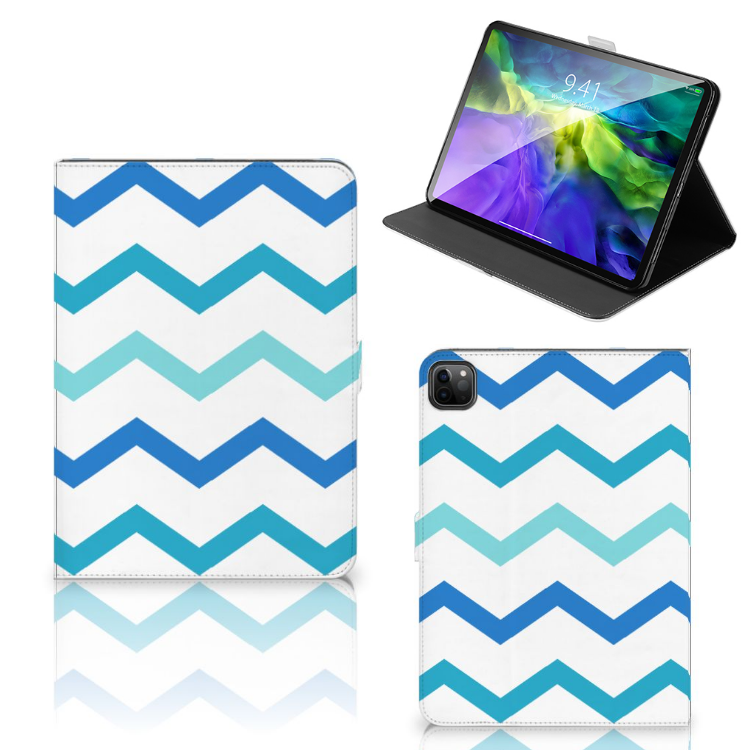iPad Pro 11 2020/2021/2022 Tablet Hoes Zigzag Blauw
