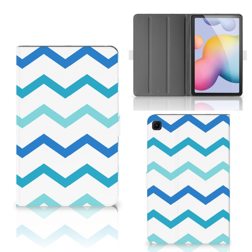 Samsung Galaxy Tab S6 Lite | S6 Lite (2022) Tablet Hoes Zigzag Blauw