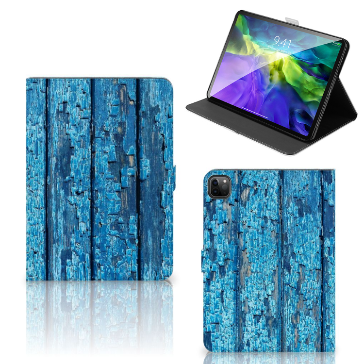 iPad Pro 11 2020/2021/2022 Tablet Book Cover Wood Blue