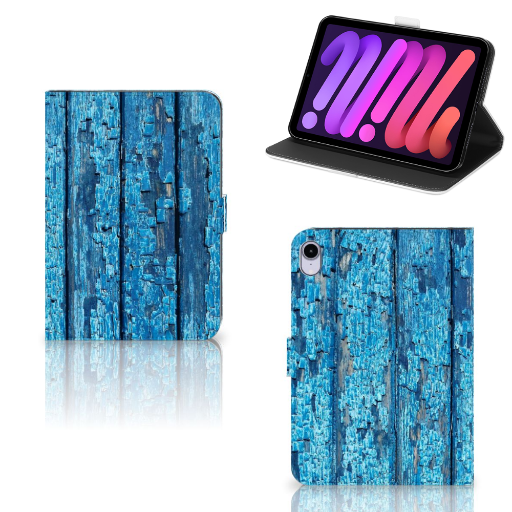 iPad Mini 6 (2021) Tablet Book Cover Wood Blue