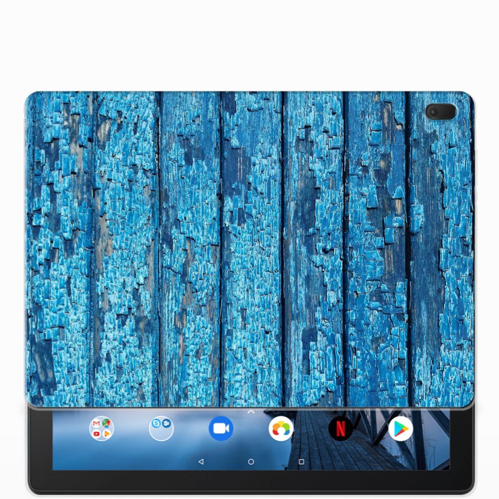Lenovo Tab E10 Silicone Tablet Hoes Wood Blue