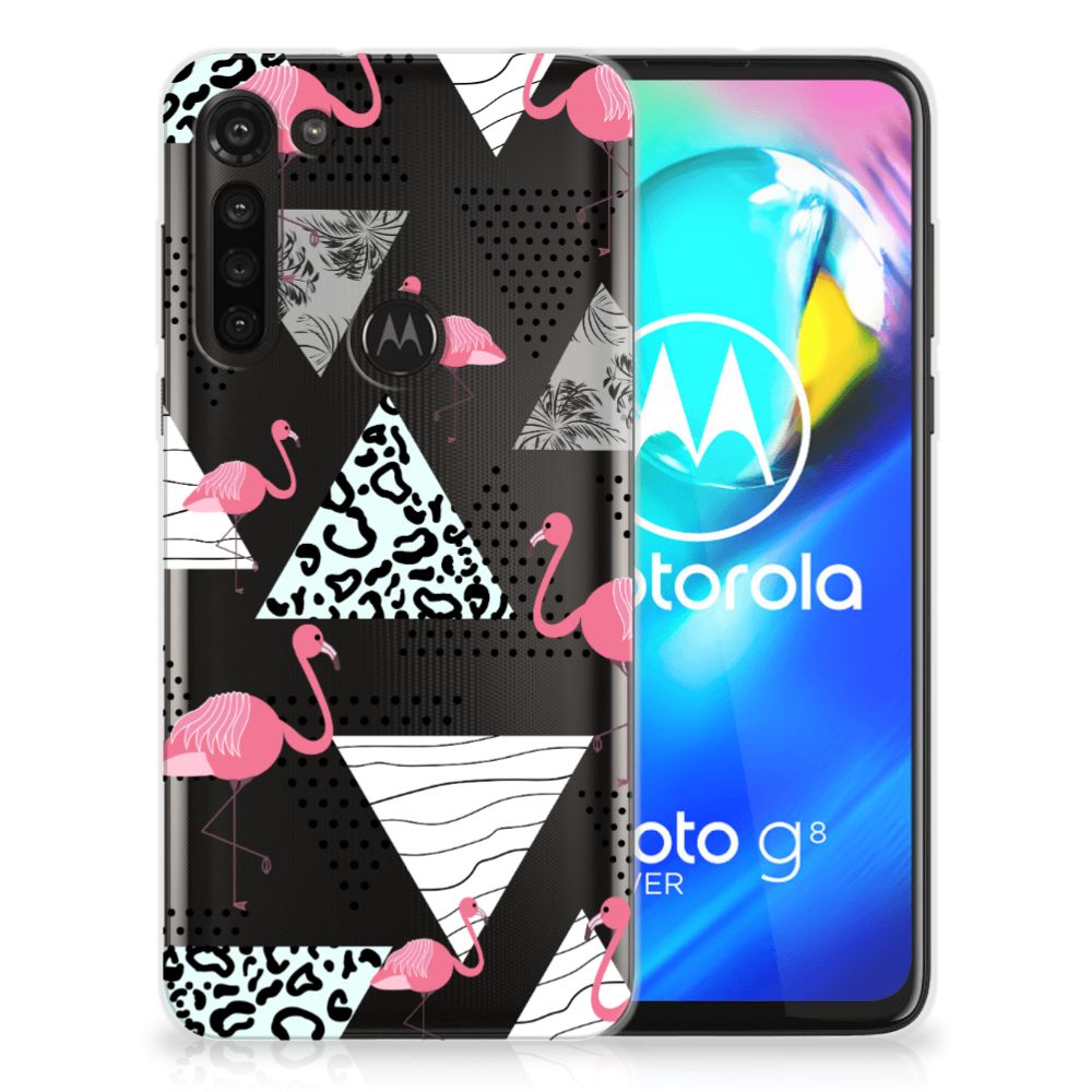 Motorola Moto G8 Power TPU Hoesje Flamingo Triangle