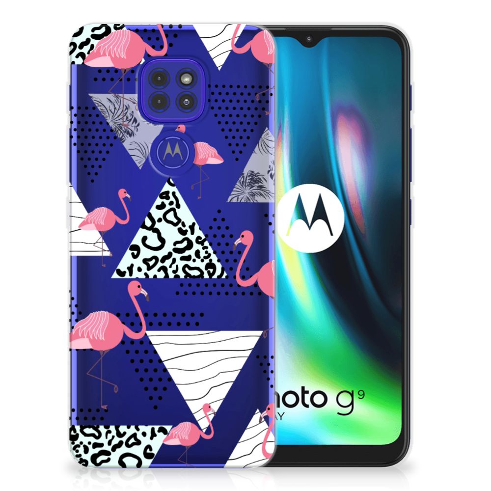 Motorola Moto G9 Play | E7 Plus TPU Hoesje Flamingo Triangle