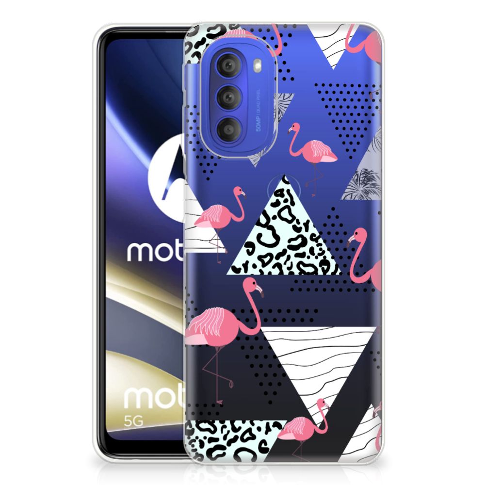 Motorola Moto G51 5G TPU Hoesje Flamingo Triangle