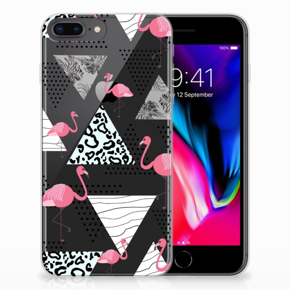 Apple iPhone 7 Plus | 8 Plus Uniek TPU Hoesje Flamingo Triangle