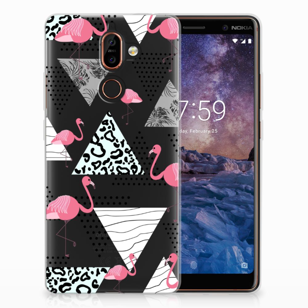 Nokia 7 Plus TPU Hoesje Flamingo Triangle