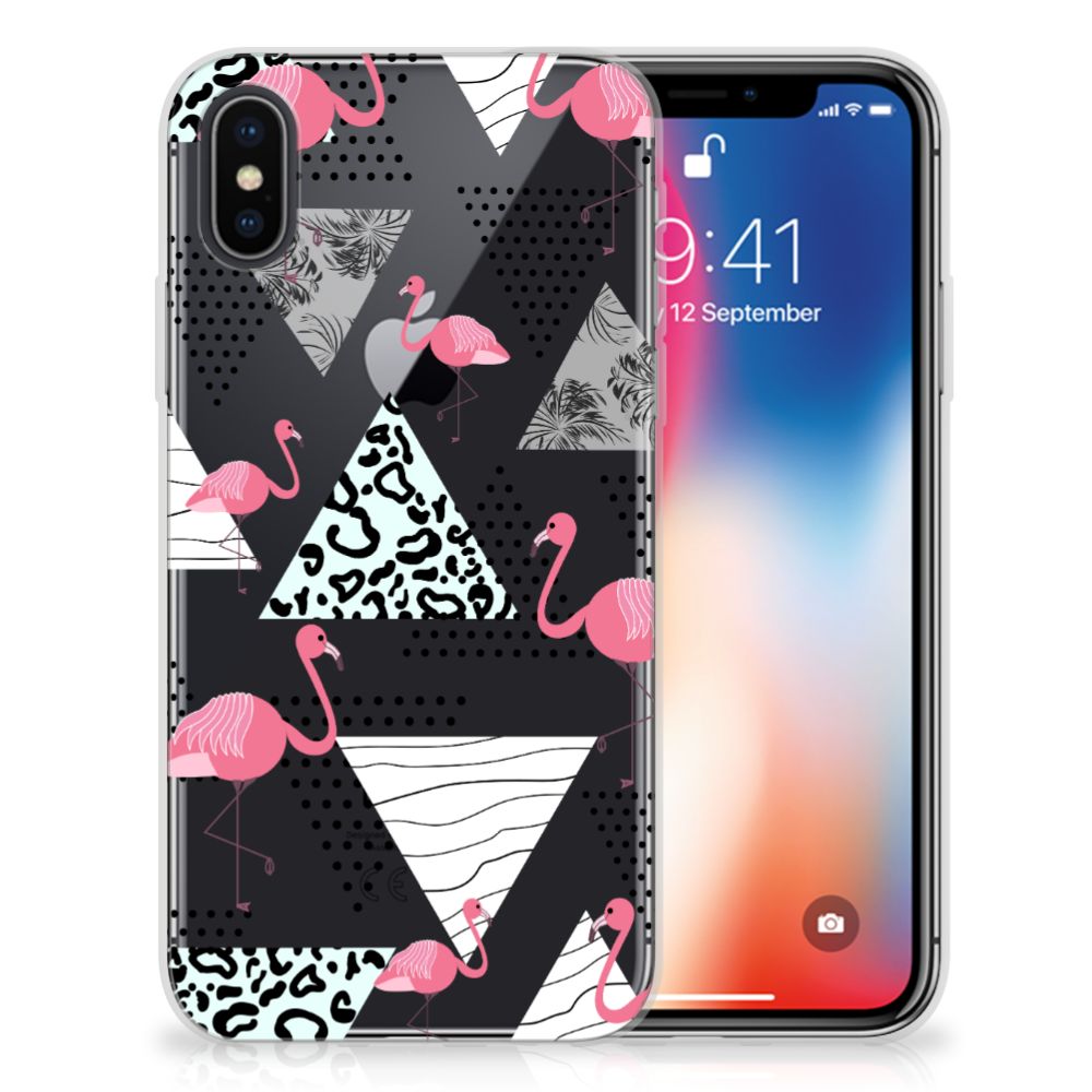 Apple iPhone X | Xs Uniek TPU Hoesje Flamingo Triangle