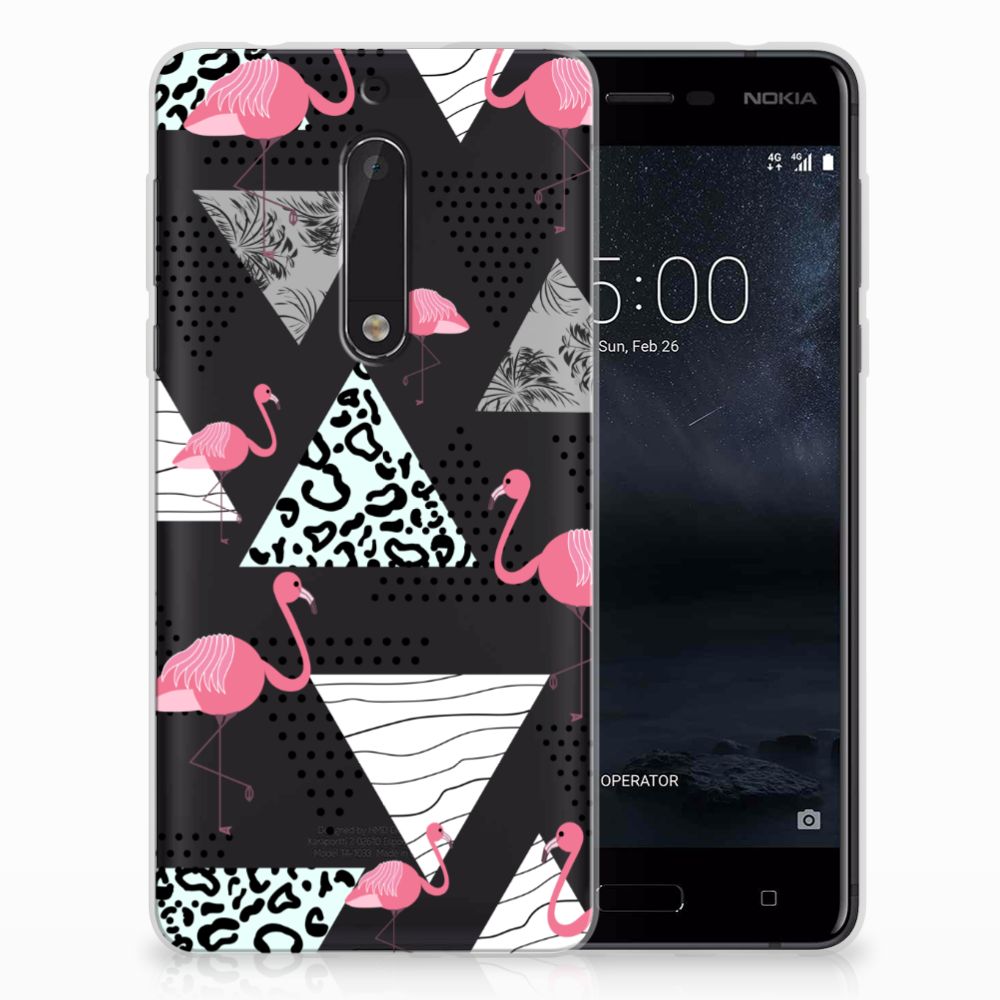 Nokia 5 TPU Hoesje Flamingo Triangle