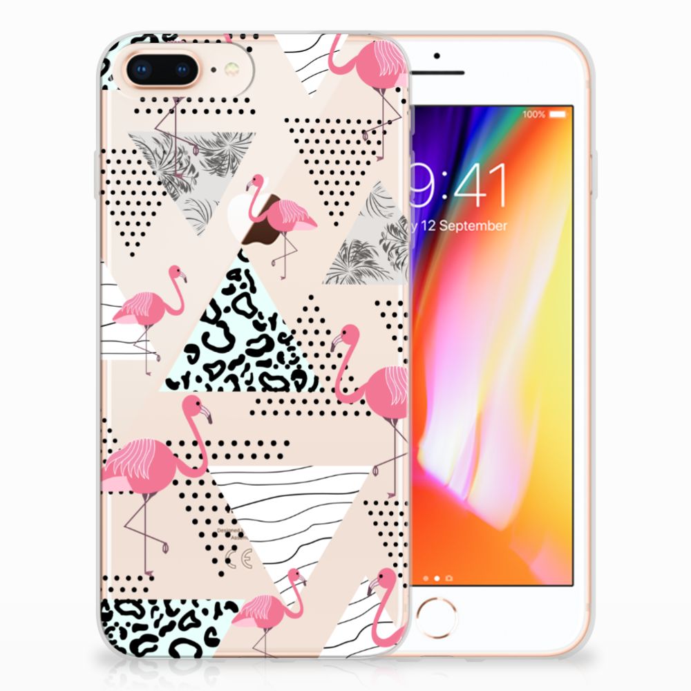 Apple iPhone 7 Plus | 8 Plus TPU Hoesje Flamingo Triangle