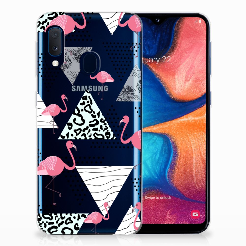 Samsung Galaxy A20e TPU Hoesje Flamingo Triangle