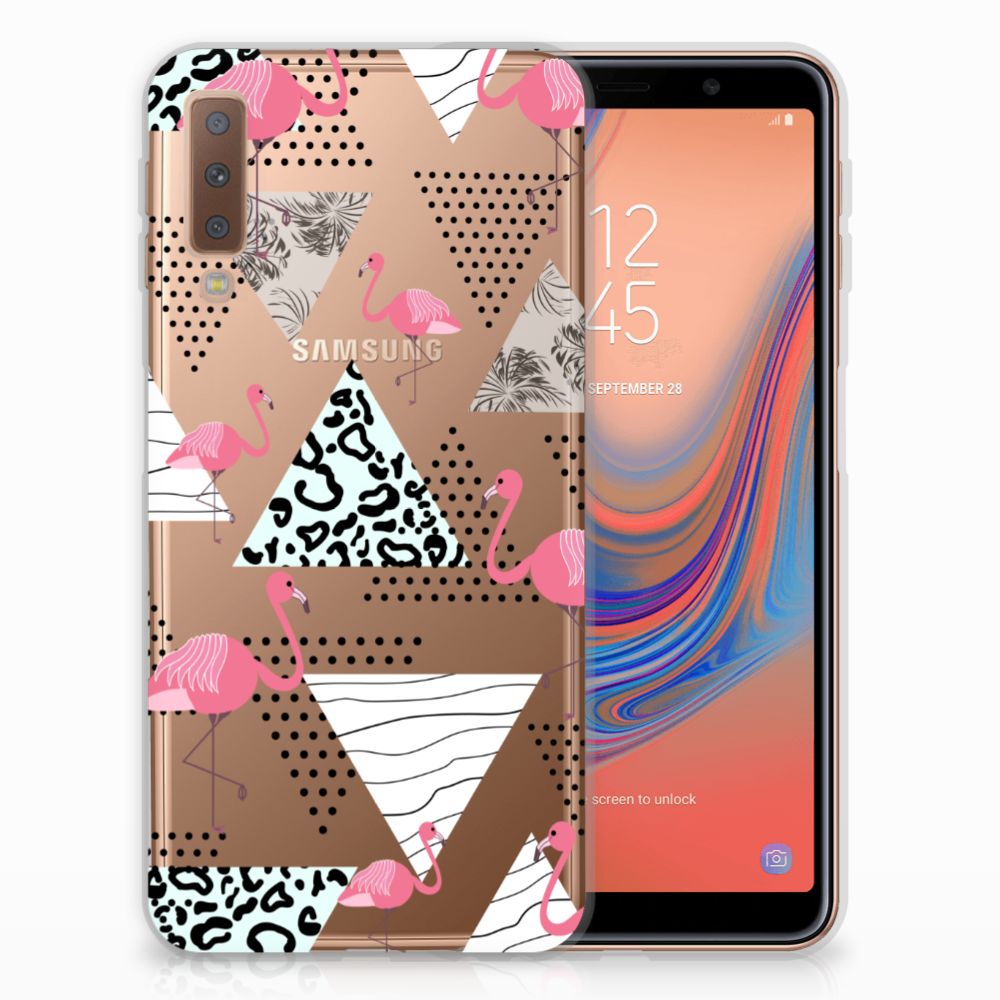 Samsung Galaxy A7 (2018) TPU Hoesje Flamingo Triangle