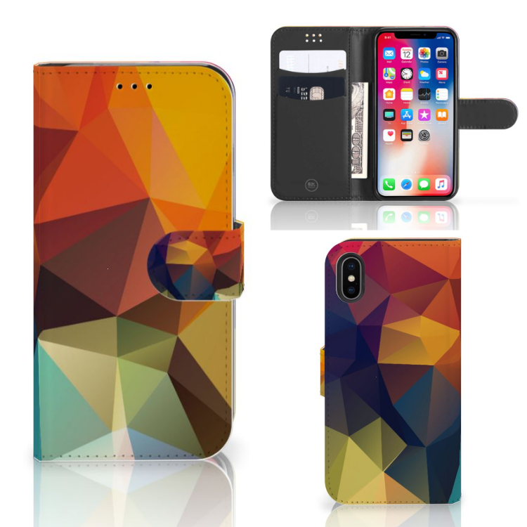 Apple iPhone X | Xs Book Case Polygon Color