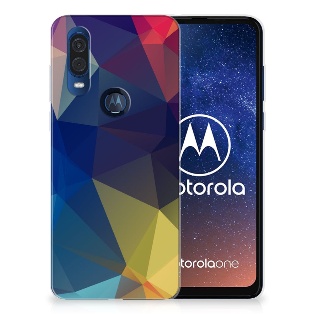 Motorola One Vision TPU Hoesje Polygon Dark