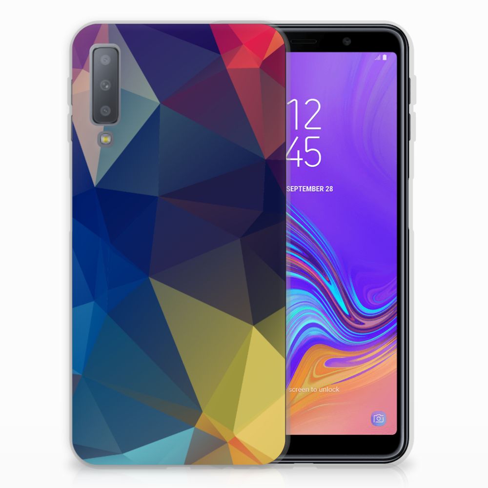 Samsung Galaxy A7 (2018) Uniek TPU Hoesje Polygon Dark