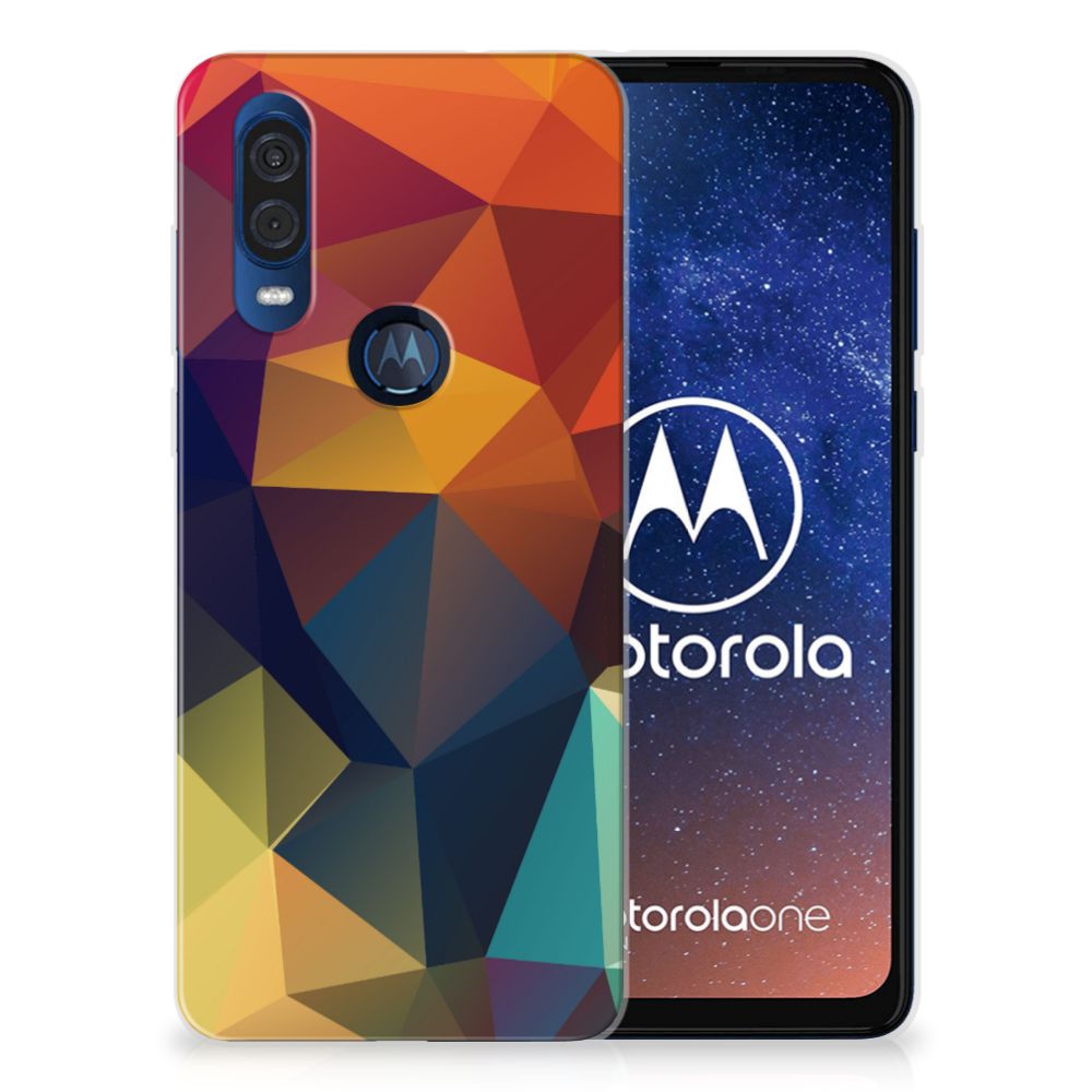 Motorola One Vision TPU Hoesje Polygon Color