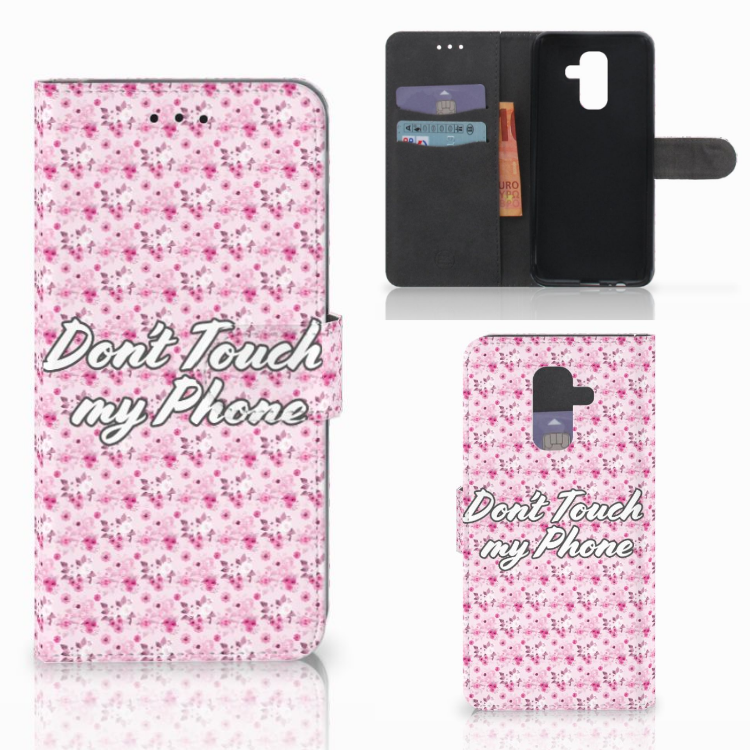 Samsung Galaxy A6 Plus 2018 Uniek Boekhoesje Flowers Pink DTMP
