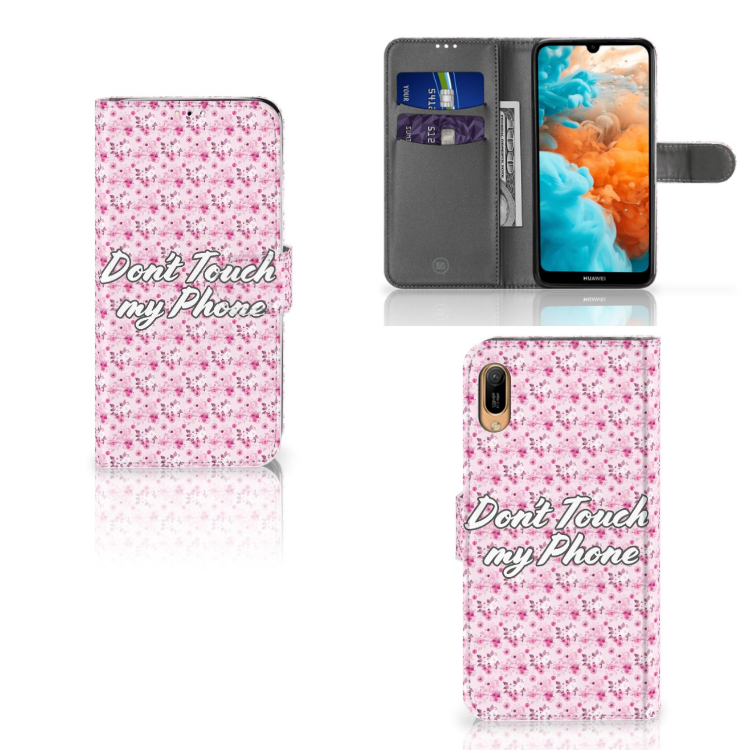 Huawei Y6 (2019) Portemonnee Hoesje Flowers Pink DTMP