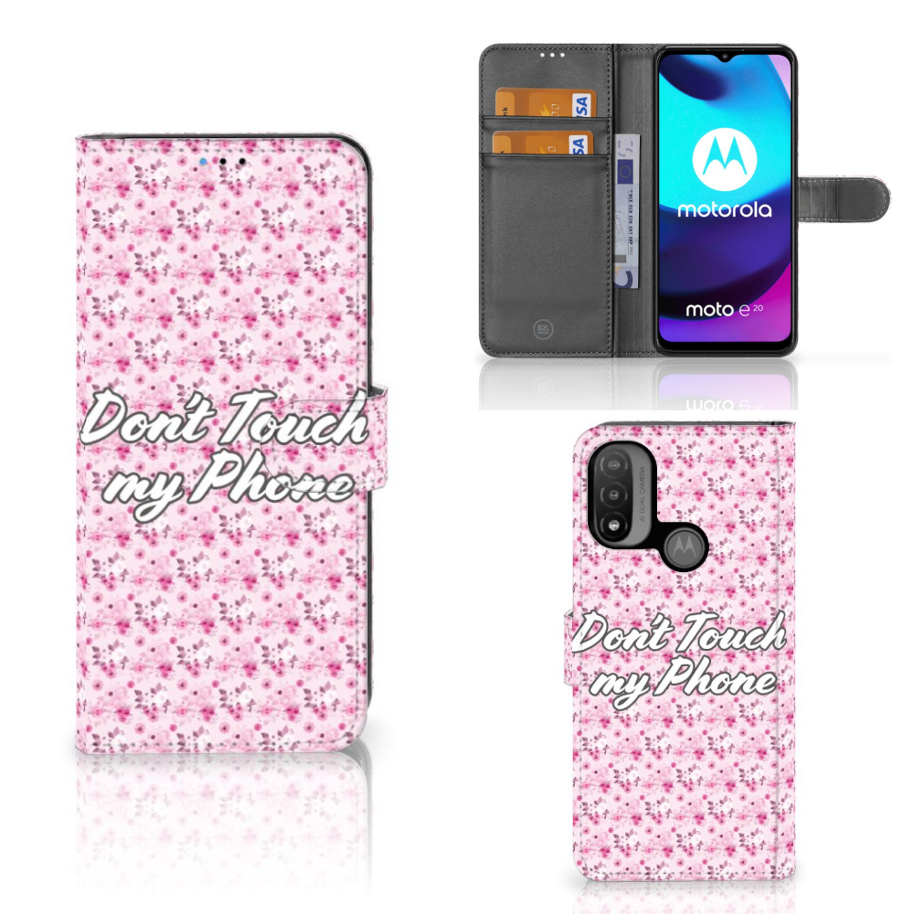 Motorola Moto E20 | E30 | E40 Portemonnee Hoesje Flowers Pink DTMP