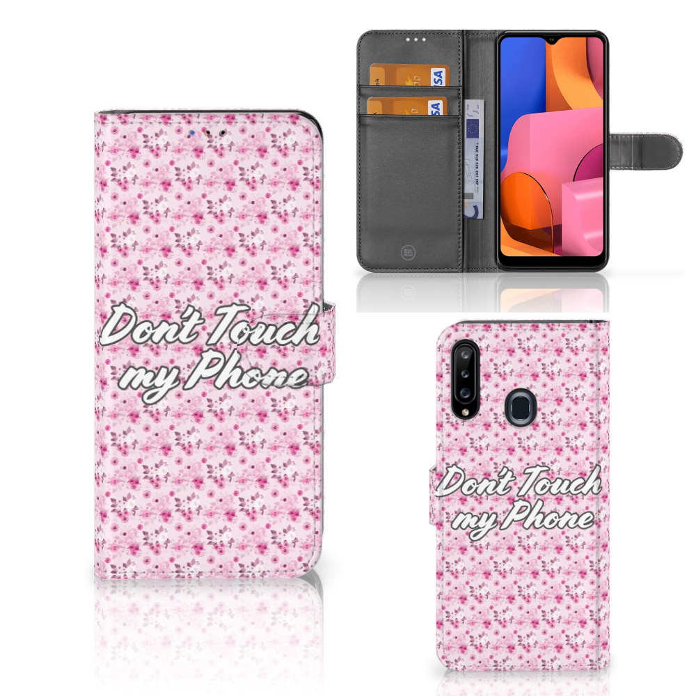 Samsung Galaxy A20s Portemonnee Hoesje Flowers Pink DTMP