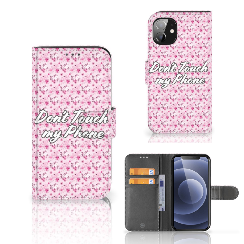 Apple iPhone 12 Mini Portemonnee Hoesje Flowers Pink DTMP