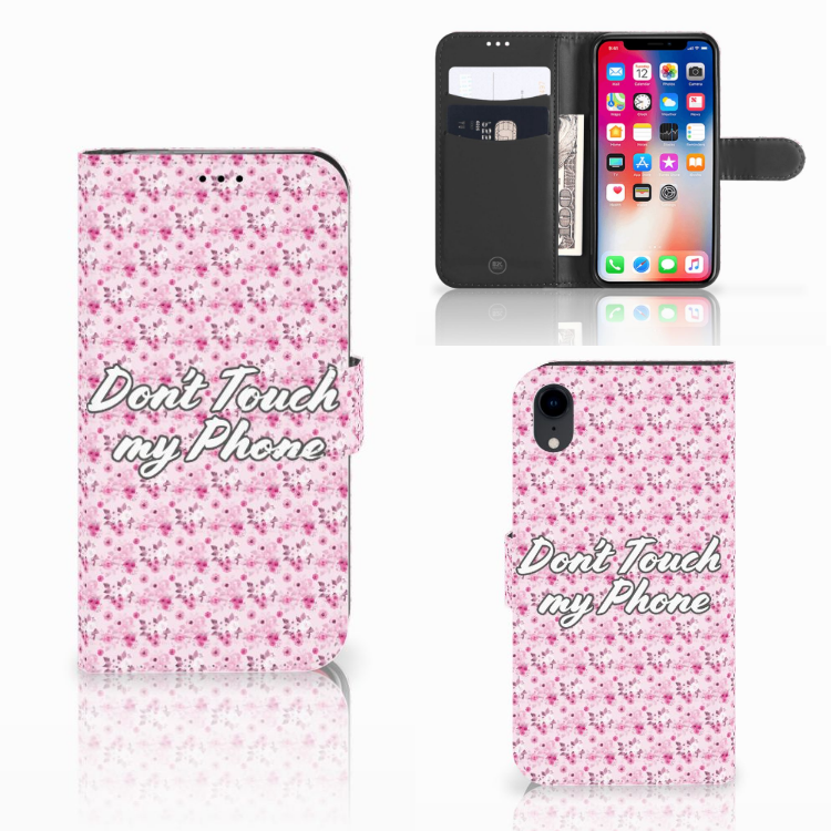Apple iPhone Xr Portemonnee Hoesje Flowers Pink DTMP