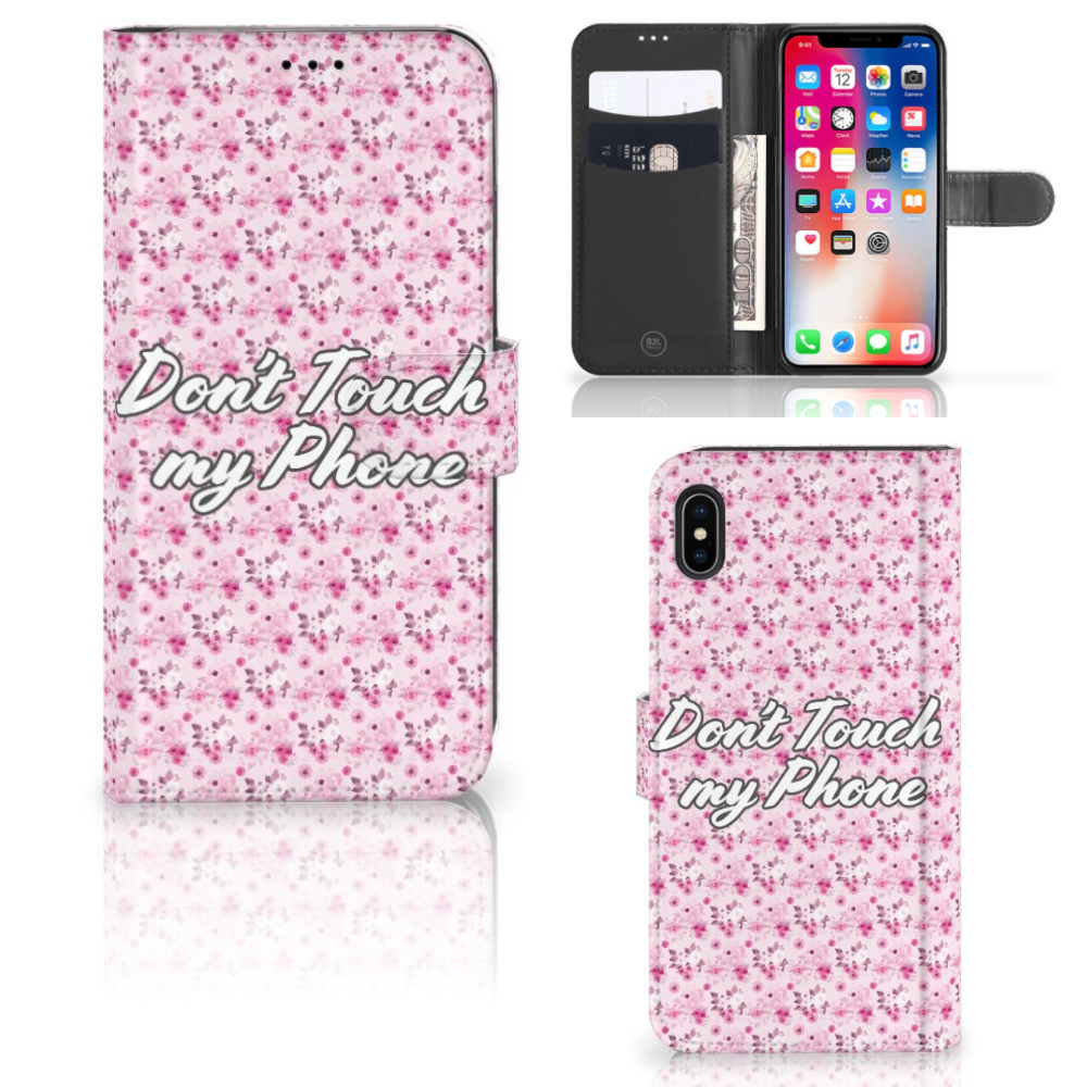 Apple iPhone Xs Max Portemonnee Hoesje Flowers Pink DTMP