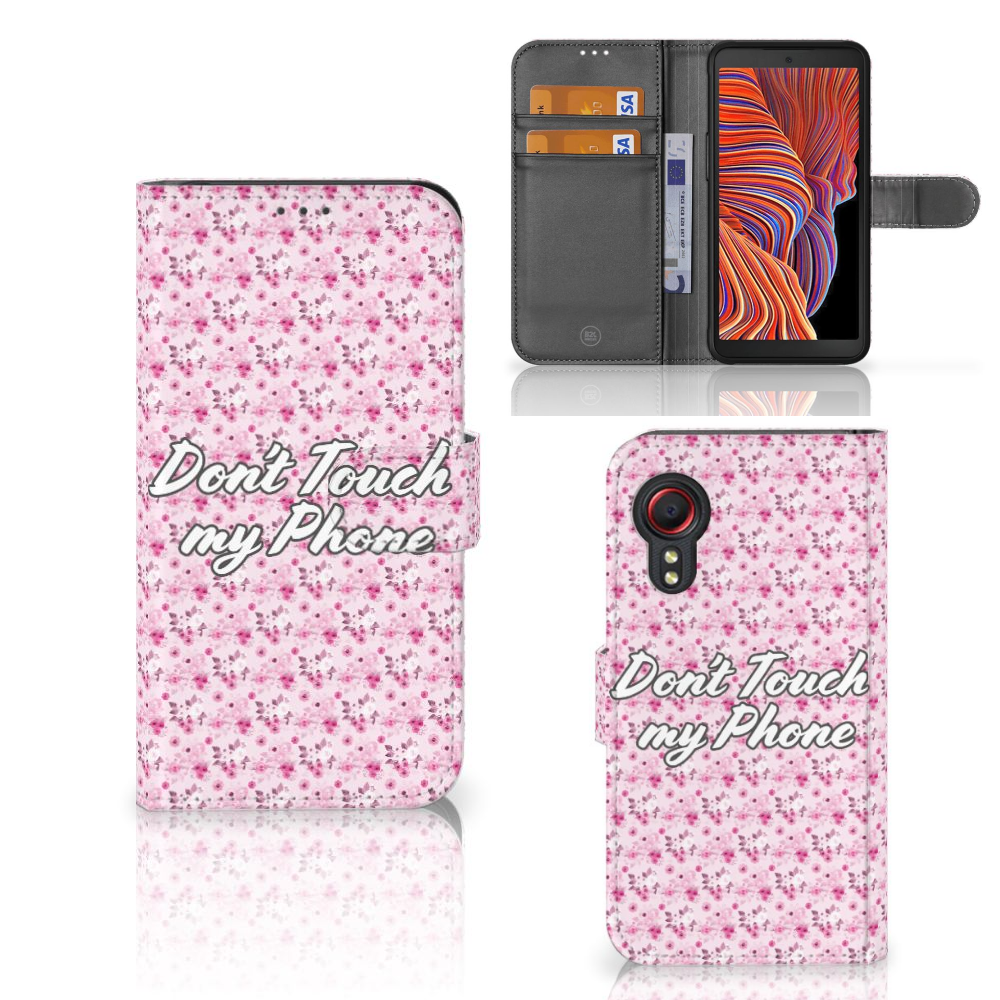 Samsung Galaxy Xcover 5 Portemonnee Hoesje Flowers Pink DTMP