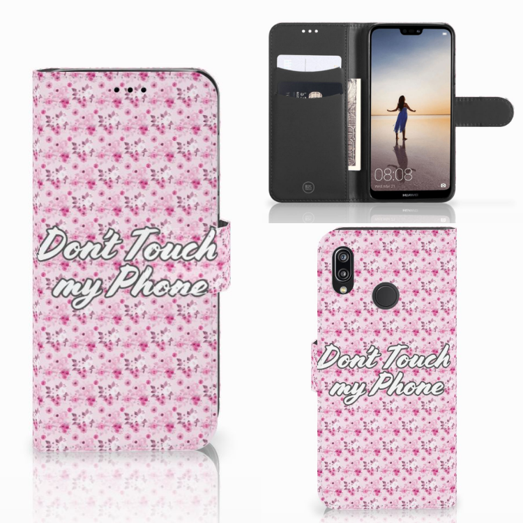 Huawei P20 Lite Portemonnee Hoesje Flowers Pink DTMP