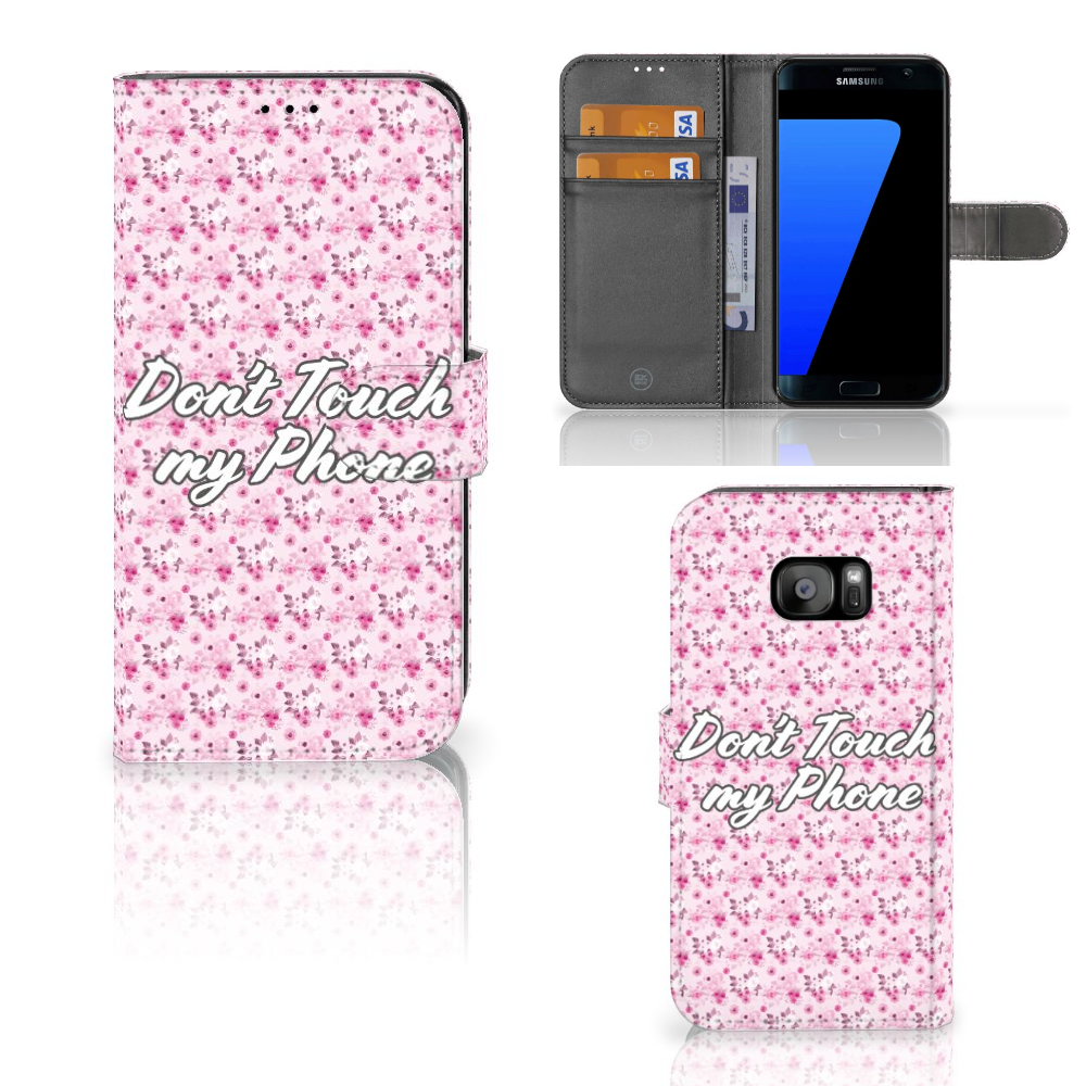 Samsung Galaxy S7 Edge Uniek Boekhoesje Flowers Pink DTMP