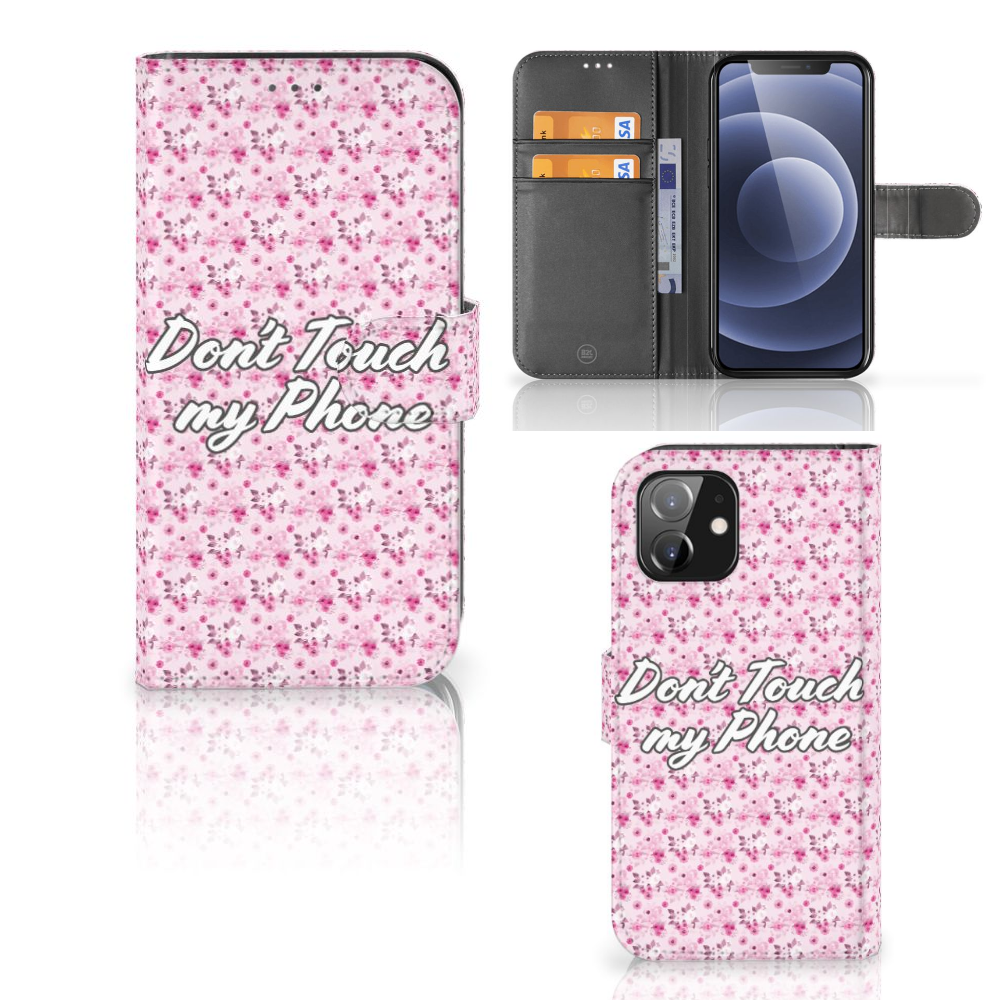 iPhone 12 | 12 Pro (6.1) Portemonnee Hoesje Flowers Pink DTMP
