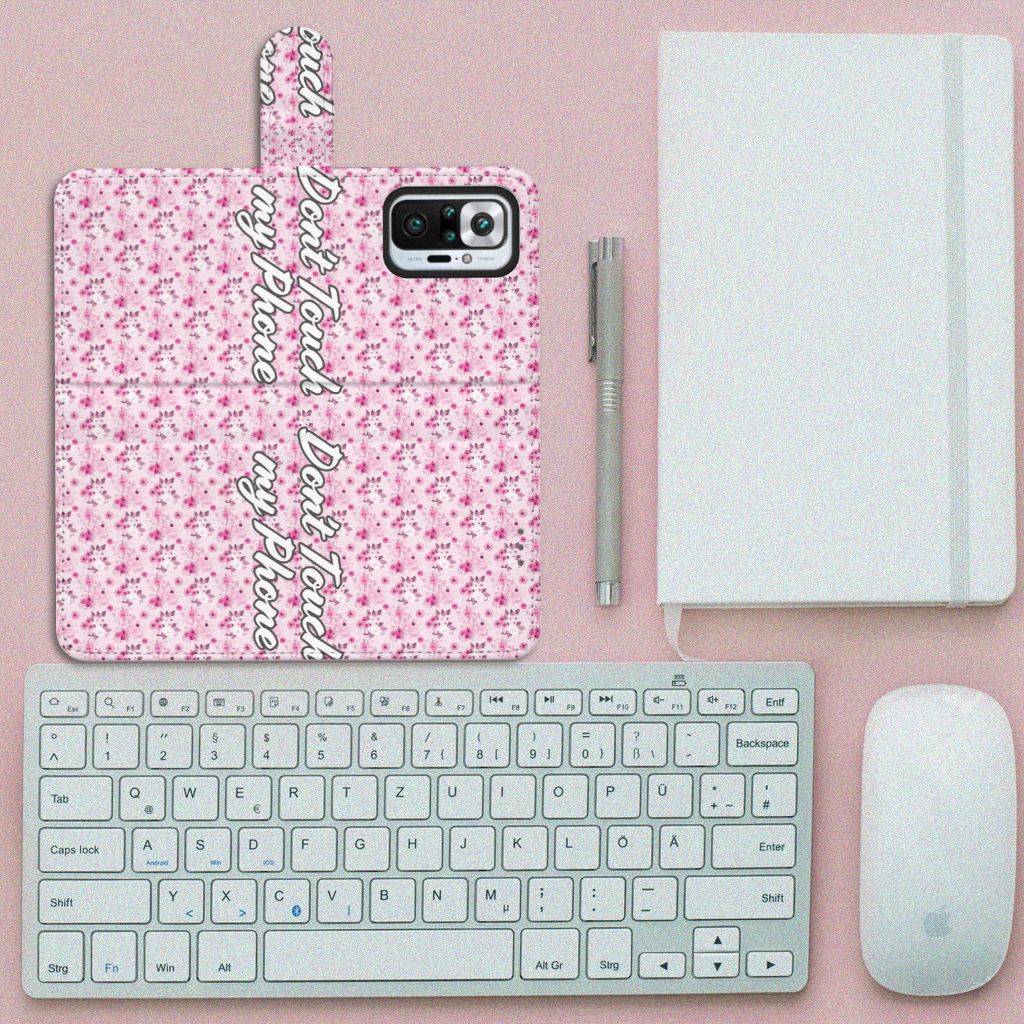 Xiaomi Redmi Note 10 Pro Portemonnee Hoesje Flowers Pink DTMP