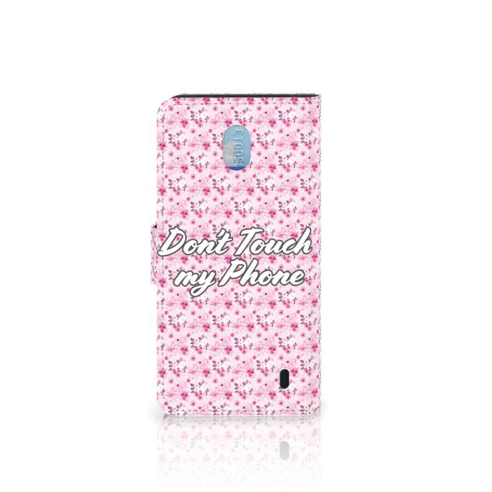 Nokia 1 Plus Portemonnee Hoesje Flowers Pink DTMP