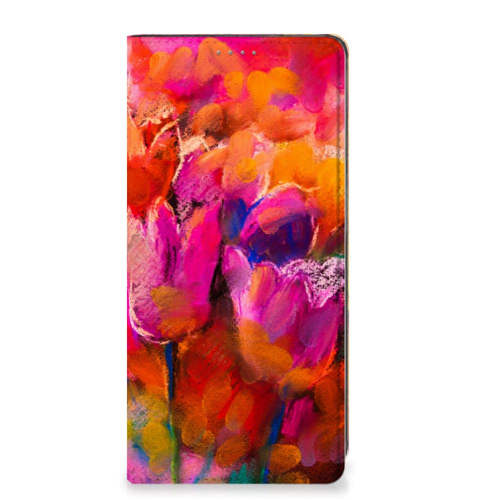 Bookcase Samsung Galaxy A34 Tulips