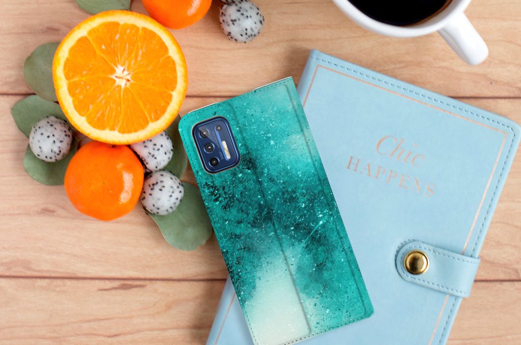 Bookcase Motorola Moto G9 Plus Painting Blue