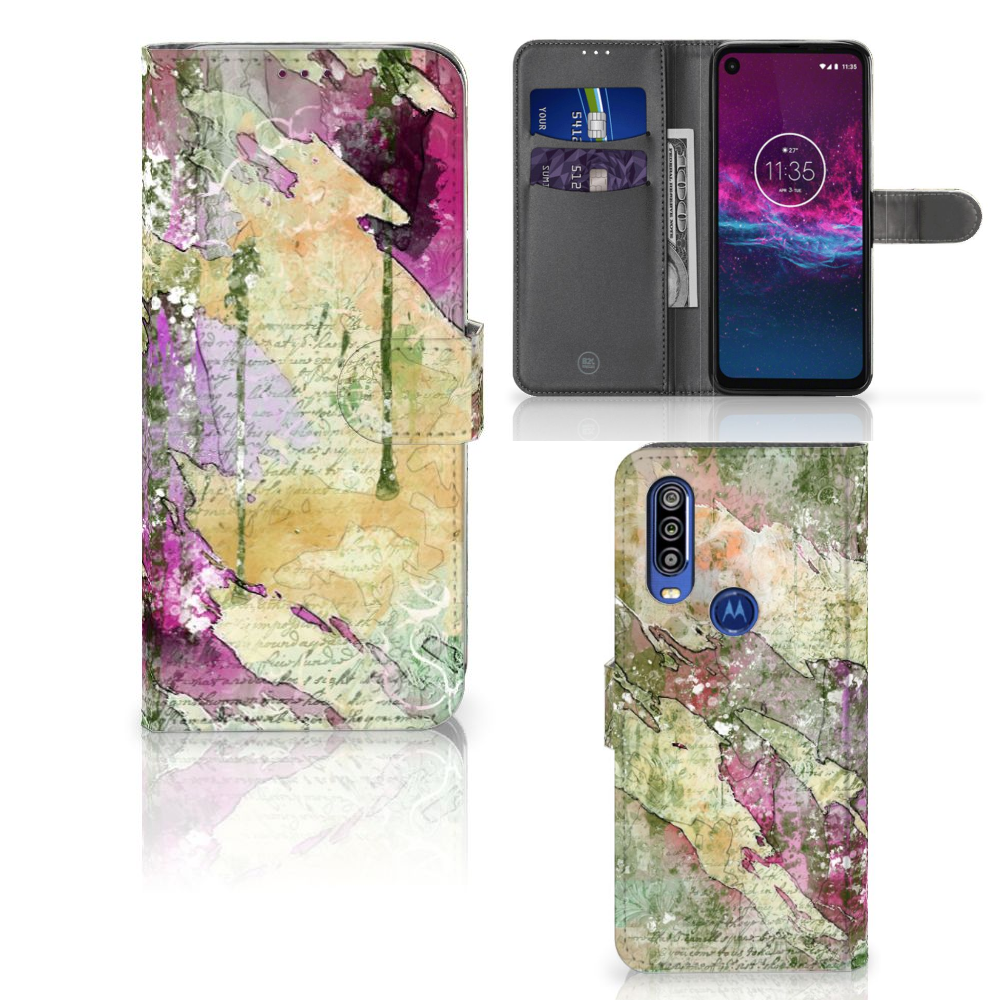 Hoesje Motorola One Action Letter Painting
