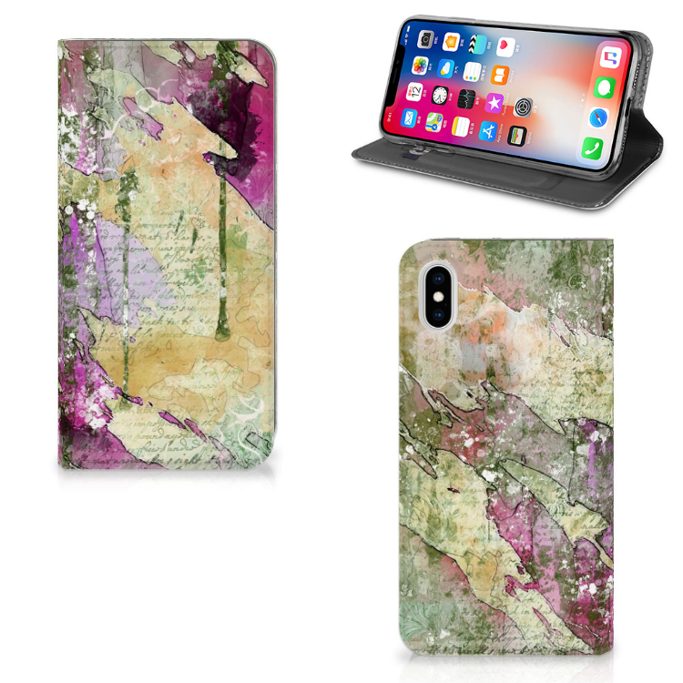 Apple iPhone Xs Max Uniek Standcase Hoesje Letter Painting