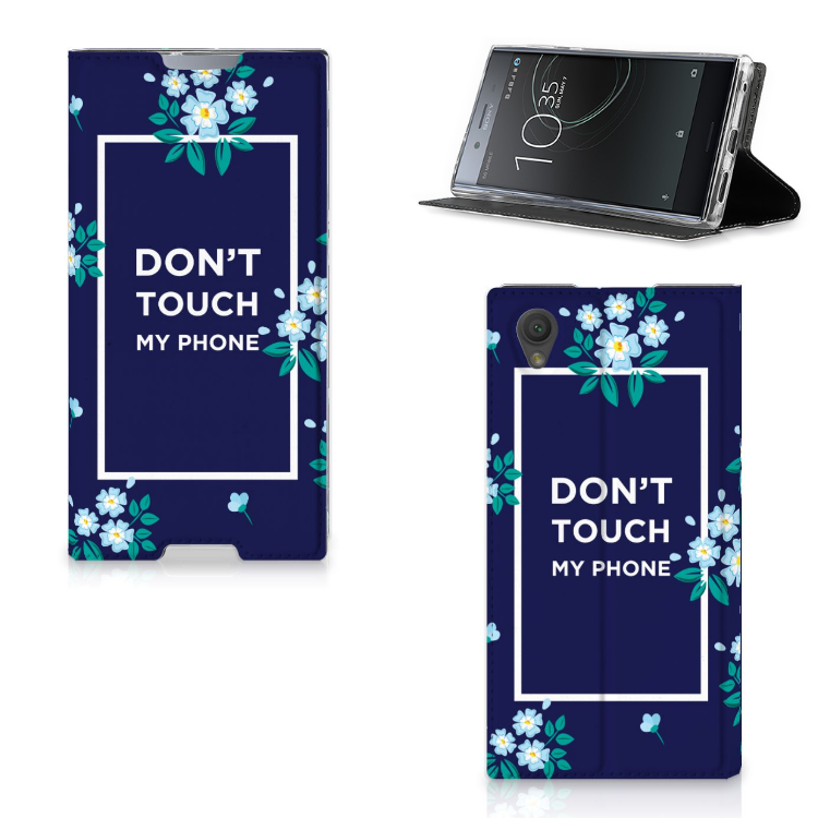 Sony Xperia L1 Standcase Hoesje Flowers Blue DTMP