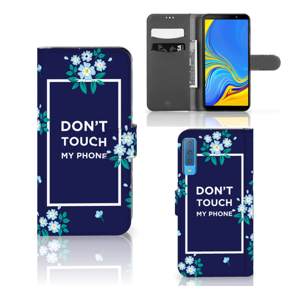 Samsung Galaxy A7 (2018) Boekhoesje Flowers Blue DTMP