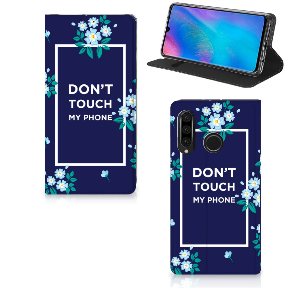 Huawei P30 Lite New Edition Design Case Flowers Blue DTMP