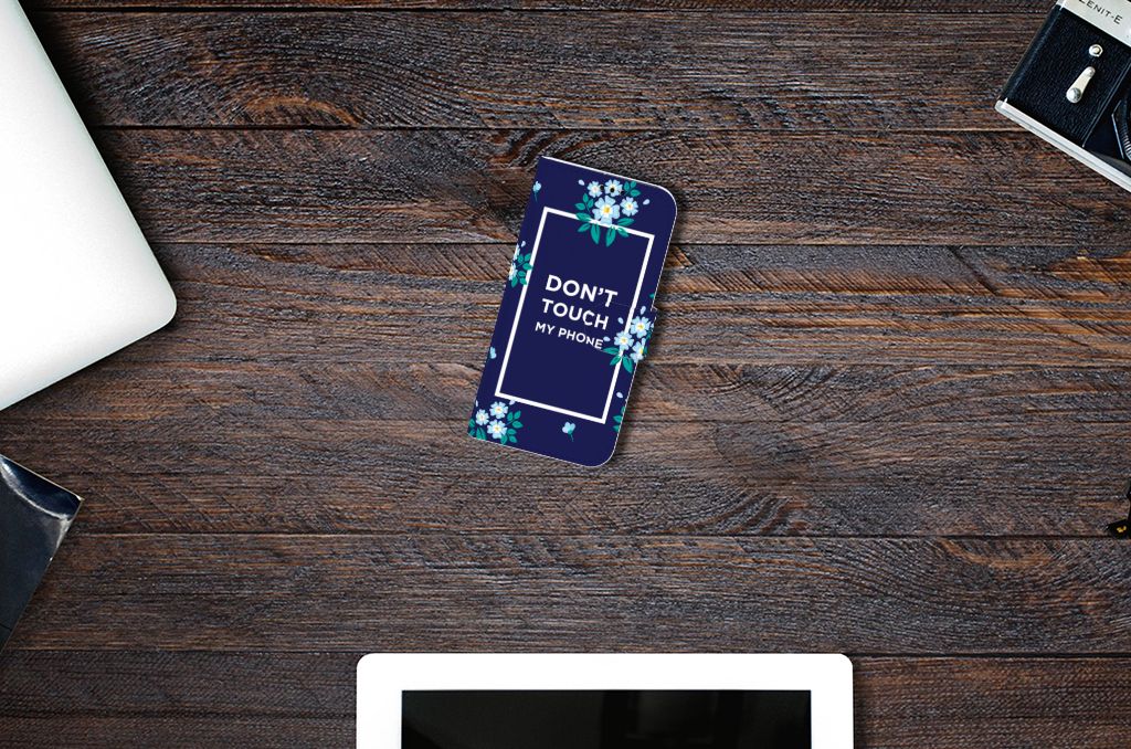 Samsung Galaxy A5 2017 Portemonnee Hoesje Flowers Blue DTMP