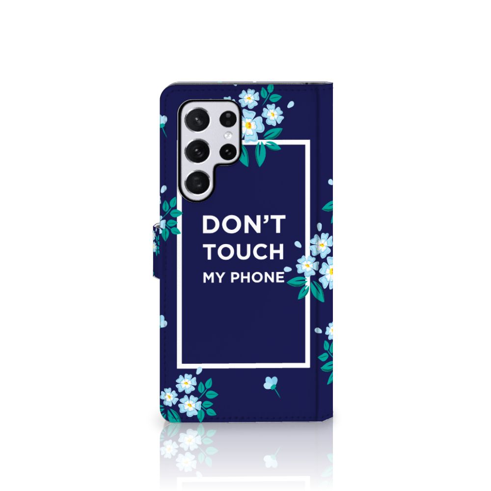 Samsung Galaxy S22 Ultra Portemonnee Hoesje Flowers Blue DTMP
