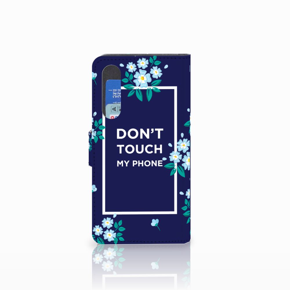 Huawei P30 Portemonnee Hoesje Flowers Blue DTMP