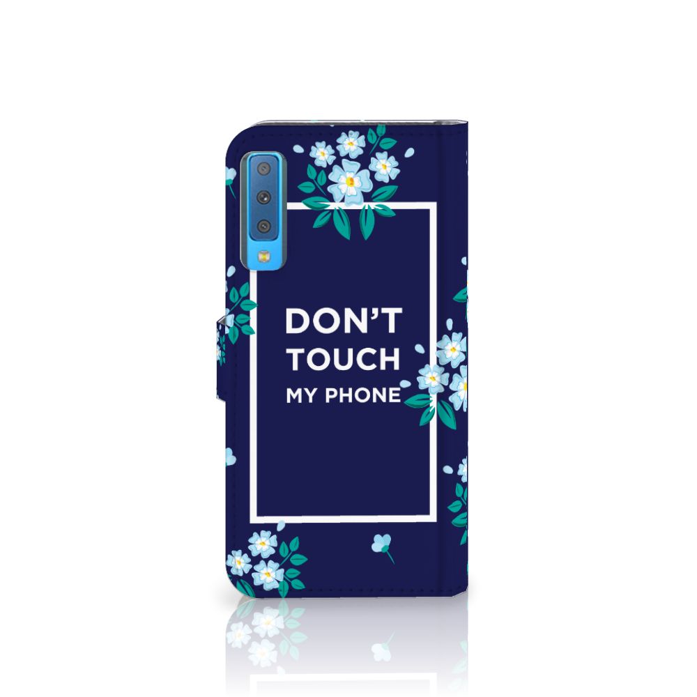Samsung Galaxy A7 (2018) Portemonnee Hoesje Flowers Blue DTMP